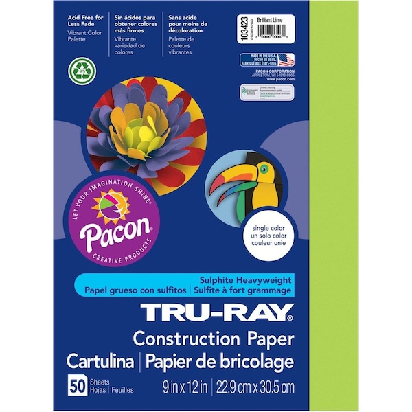 Tru-Ray Paper, Const, 9X12, Brllnt Lme Pk PAC103423 - main